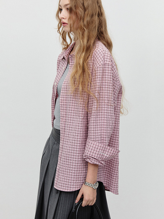 UNISEX OVERSIZED CHECKED SHIRT PINK CHECK_UDSH5A105P2