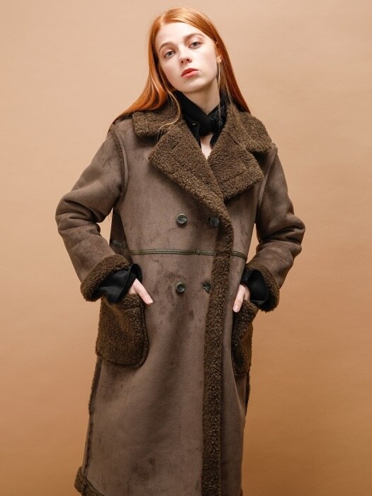 DOUBLE BUTTON MUSTANG COAT_KHAKI