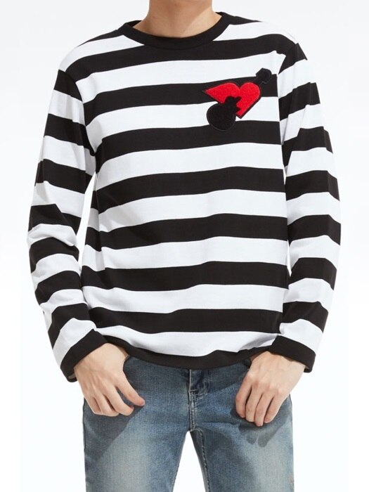 Stripe Artwork Long-Sleeve T-Shirt_BK (PWOE3RLRC4M0C1)