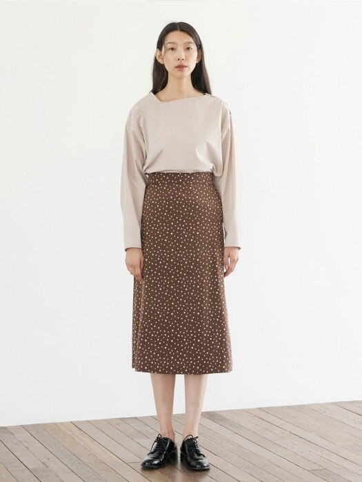 Dot A-line Skirt - Brown
