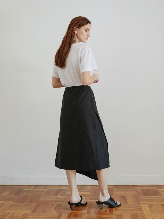 Black Two-way Linen skirt