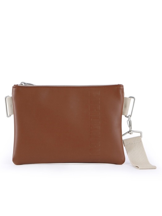 Strap Leather Clutch _ Brown