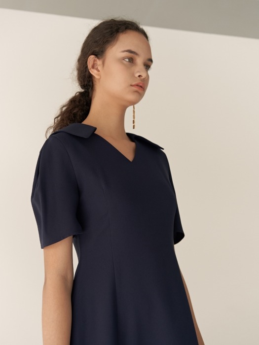 19RESORT V-NECK COLLAR FLARED DRESS_2COLOR