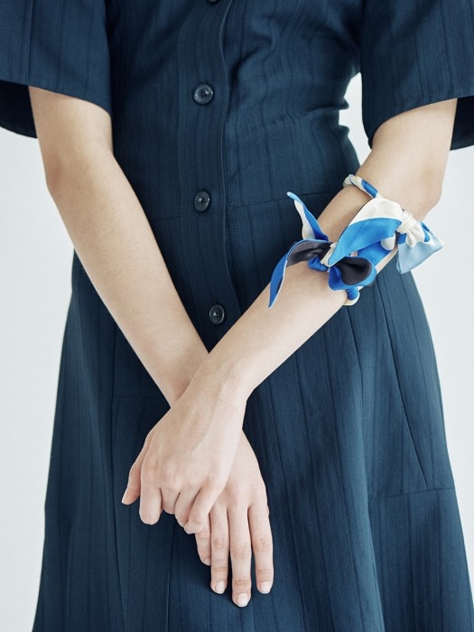 Blue Camouflage Printed Silk Wrapped Bangle