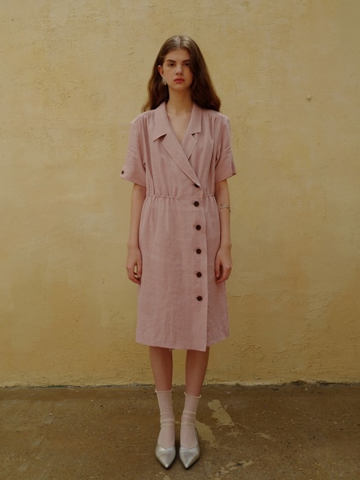 Unbalance vintage dress_Natural pink