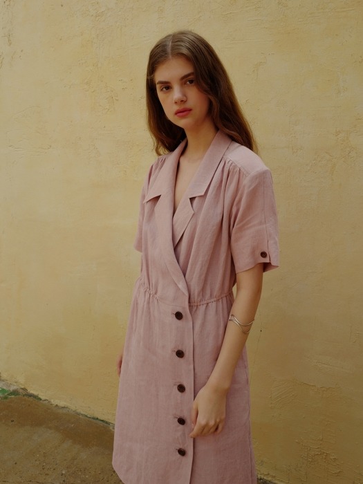 Unbalance vintage dress_Natural pink