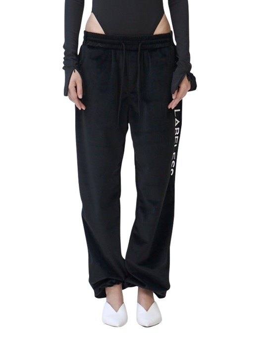 BLACK SIDE LOGO SILKY LOUNGE TROUSERS 