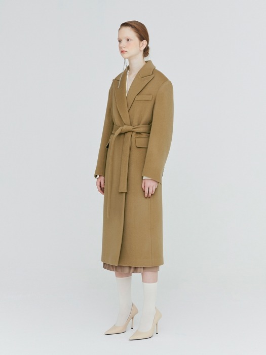 19FW PEAK COLLAR DOUBLE-FACED WOOL COAT - CAMEL