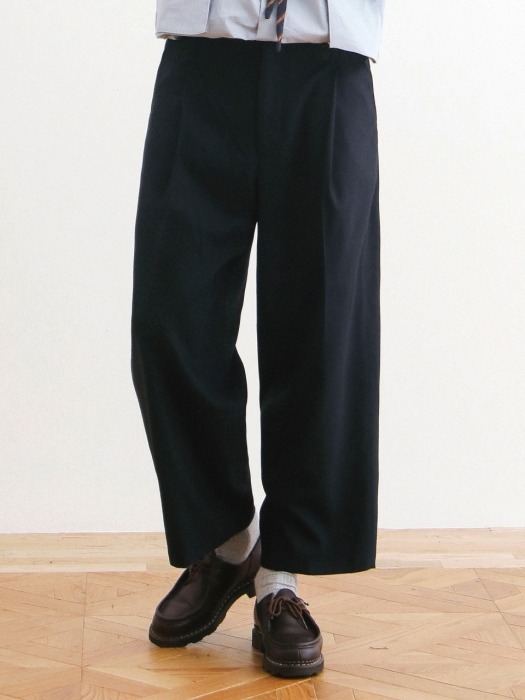 RECEPTION SET-UP WOOL WIDE PANTS NEW TYPE (DEEP NAVY)