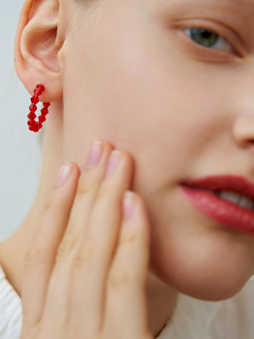 Red Crystal Ring Earring