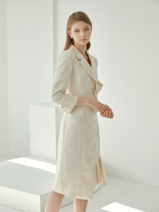 RAINA / SATIN JACKET STYLE DRESS(light beige)