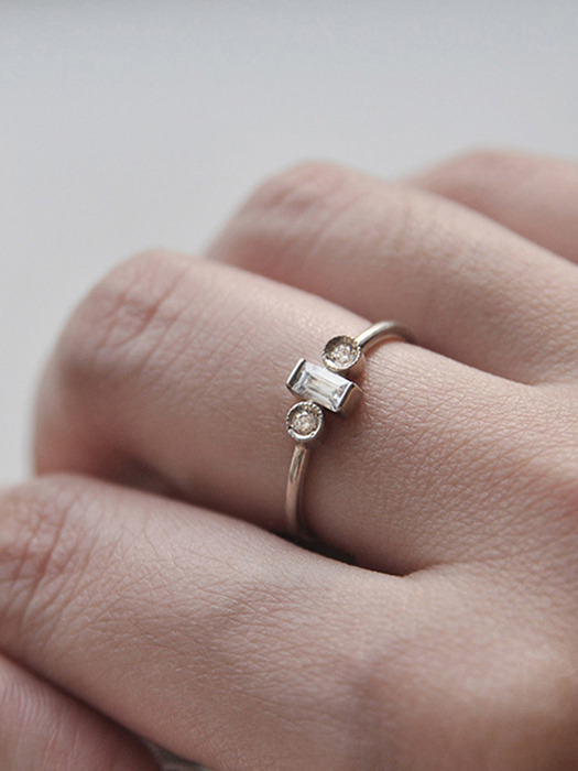 Baguette Cut Bezel Setting Ring #with diamond (14k/18k)