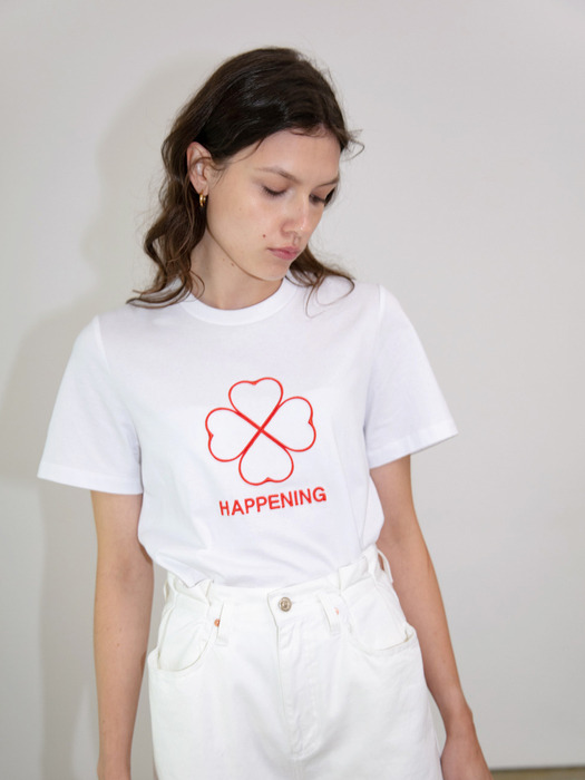 HEART-4 LUCKY T-SHIRTS  (WHITE_RED)