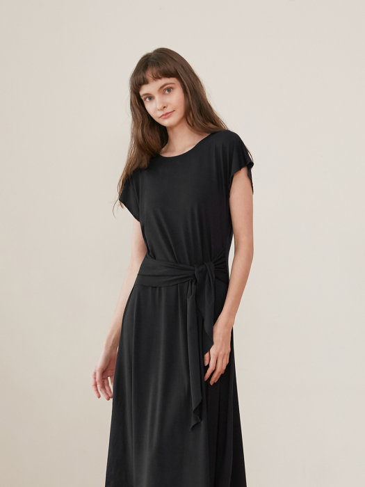 플루이드 타이업 드레스 - 블랙
