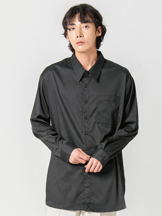  Newtro Long Easy Slouch Shirts (Black)