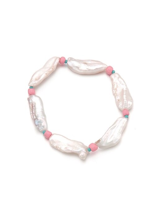 Cloud Pearl n Beads Bracelet_Pink