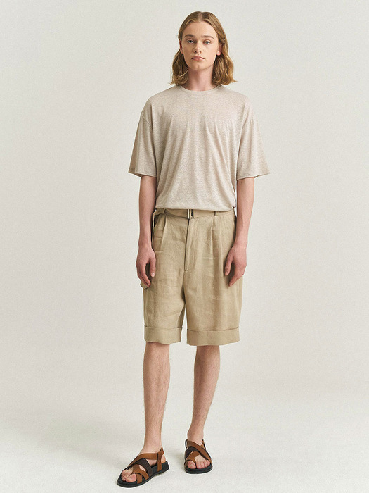 Mare Linen Silk T Shirt - Beige