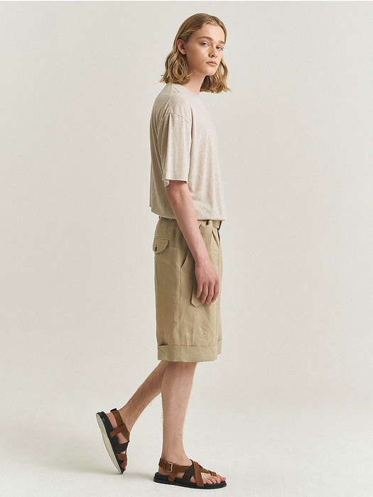 Mare Linen Silk T Shirt - Beige