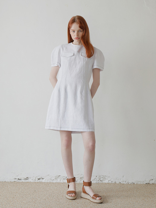 20SS LINEN MINI DRESS /WHITE