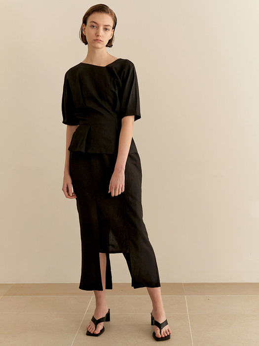 Reversible linen blouse - black