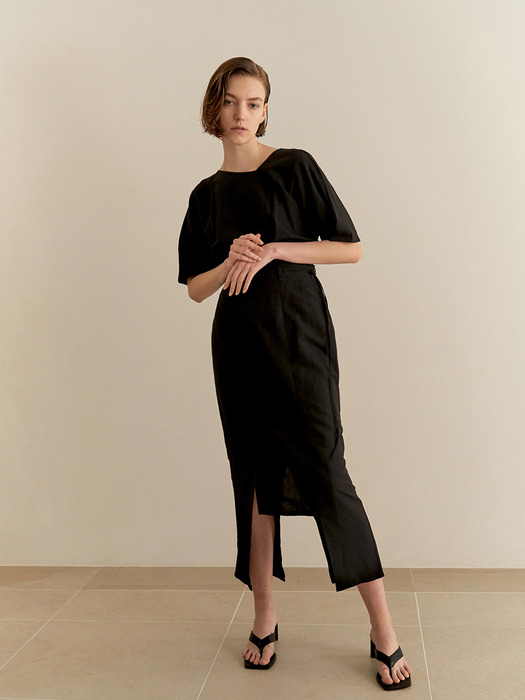 Reversible linen blouse - black