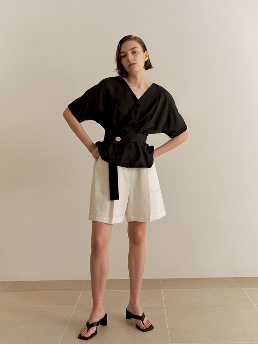 Reversible linen blouse - black