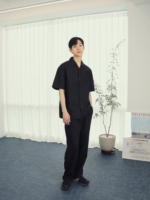 COZY 2-POCKET SHIRT(HALF)_BLACK