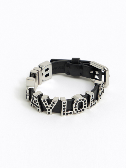 Leather letters bracelet_B206AIX001BK