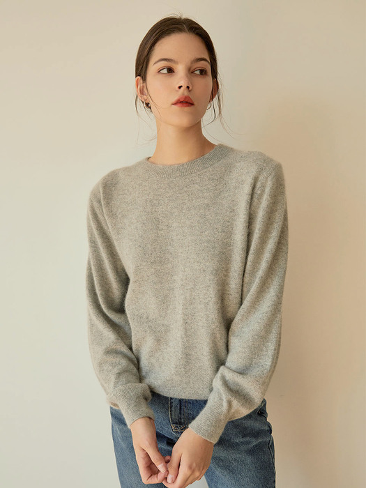 simple round fox knit[gray]