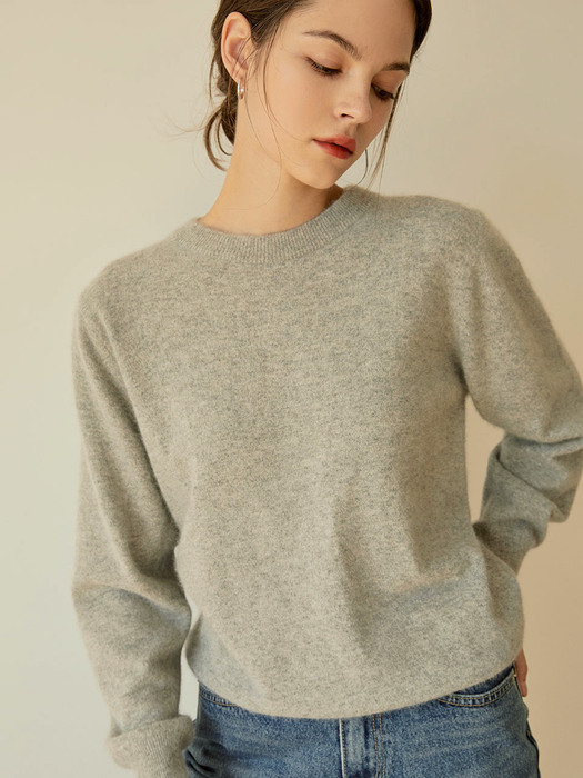 simple round fox knit[gray]