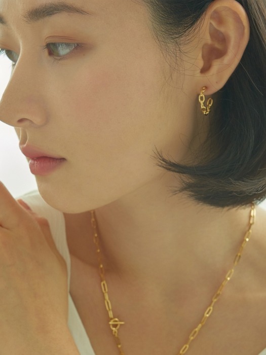 gold chain ring earring