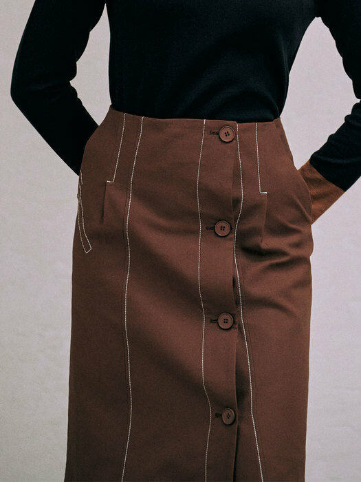 Marais Stitch Skirt_Brown