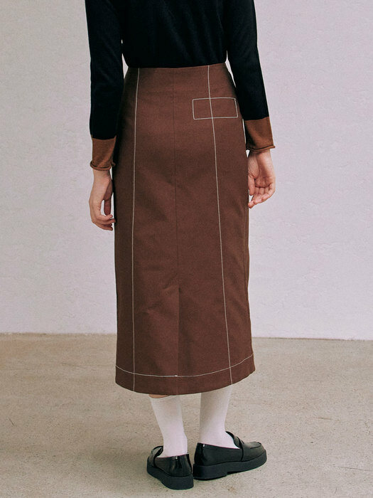 Marais Stitch Skirt_Brown