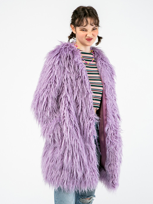 Light Purple Fancy Color Fur Coat