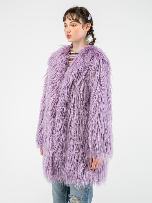 Light Purple Fancy Color Fur Coat