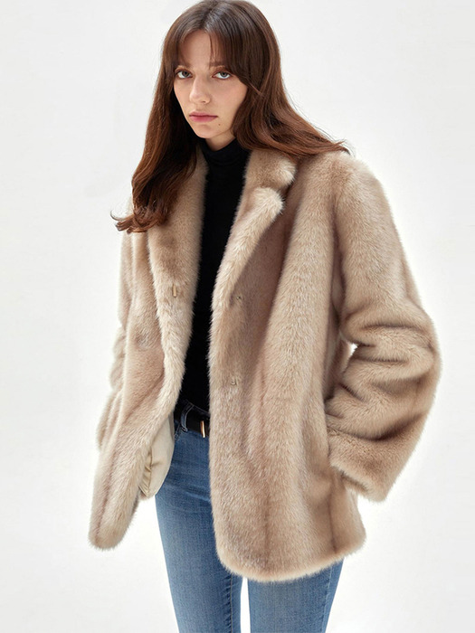 JENNIE ECO FUR MUSTANG JACKET BEIGE