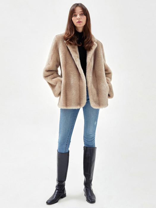 JENNIE ECO FUR MUSTANG JACKET BEIGE