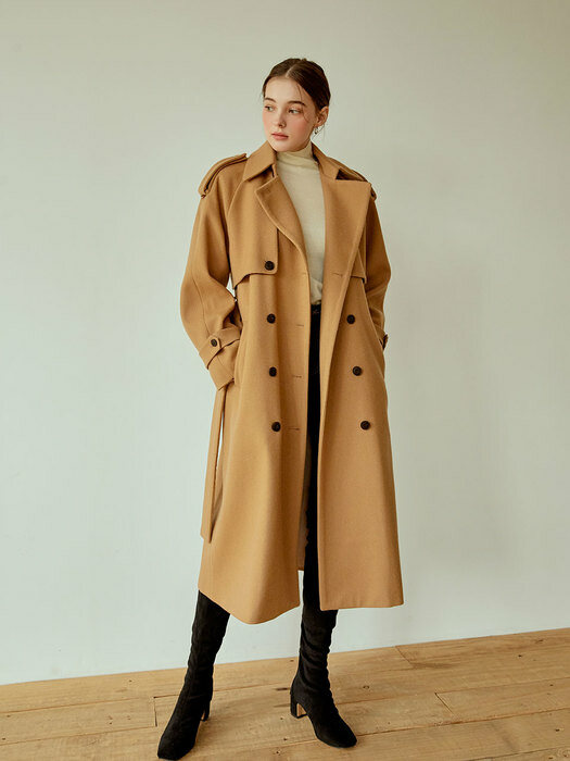 Plain Trench Wool Coat[beige]