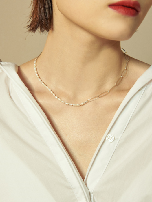 유과 체인 진주 목걸이 _ Yugwa chain pearl necklace