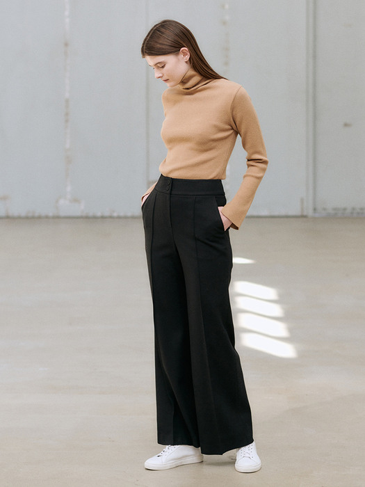 20WN pin-tuck wide pants [BK]