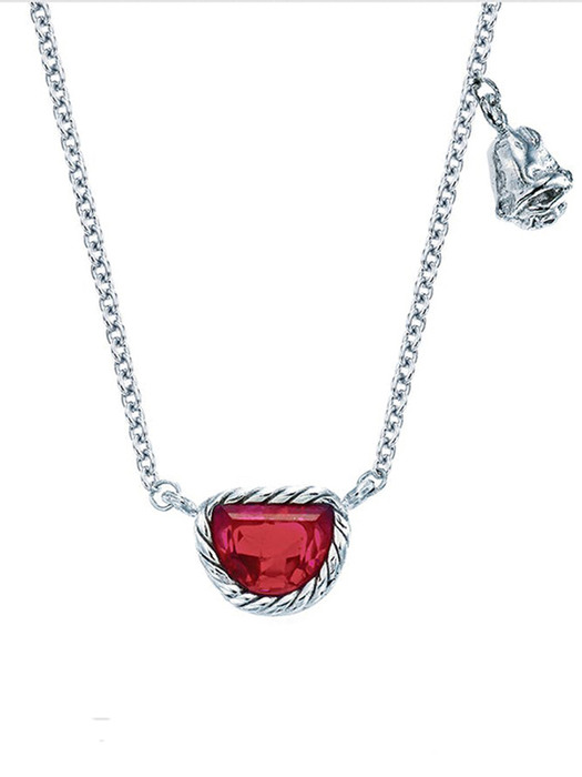 Half-moon Ruby&Rose Necklace (white)