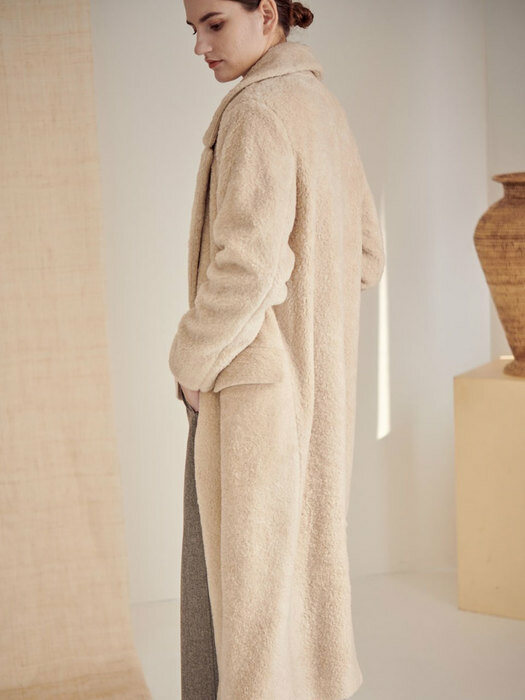 WOOL BLENDED FUR DOUBLE COAT_IVORY