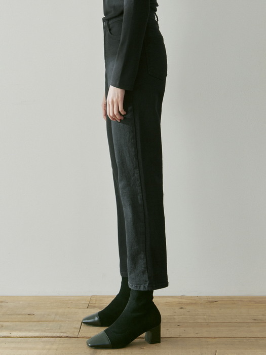 SEMI TAPERED COTTON PANTS_BLACK