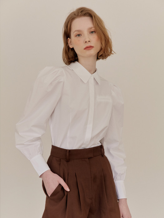 [N]SARABONG Puffed long sleeve blouse (White)