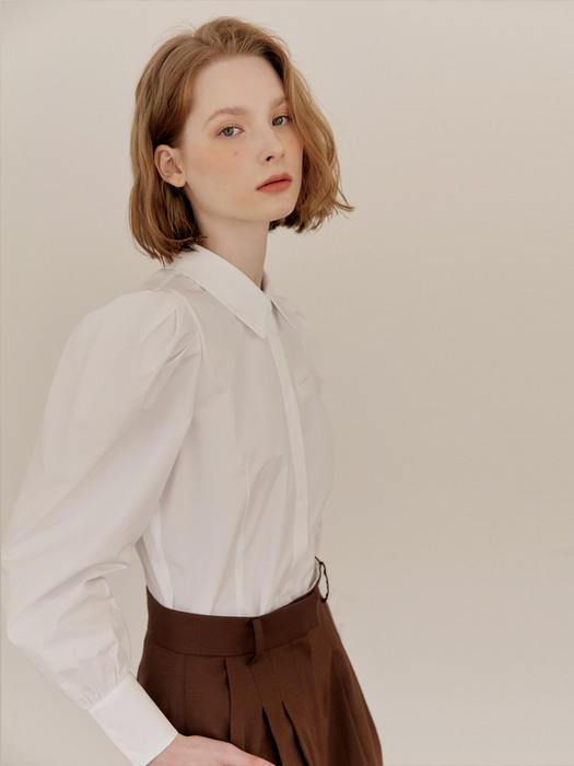 [N]SARABONG Puffed long sleeve blouse (White)