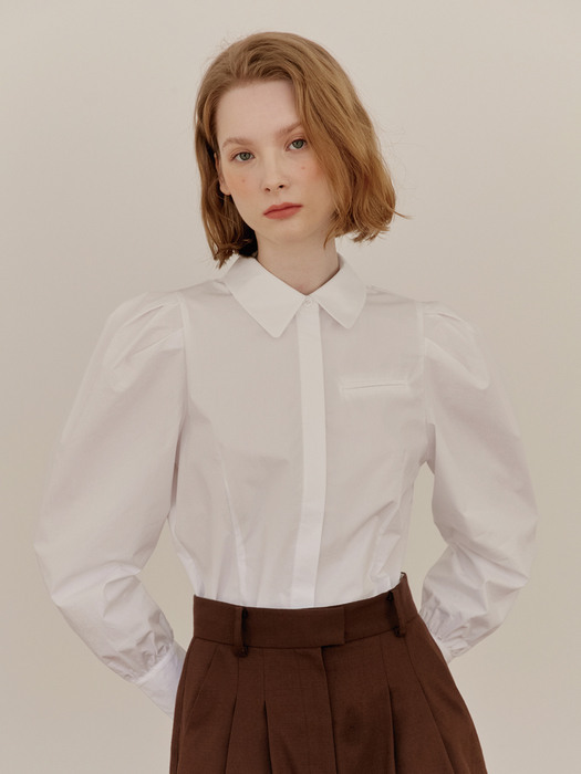 SARABONG Puffed long sleeve blouse (White)