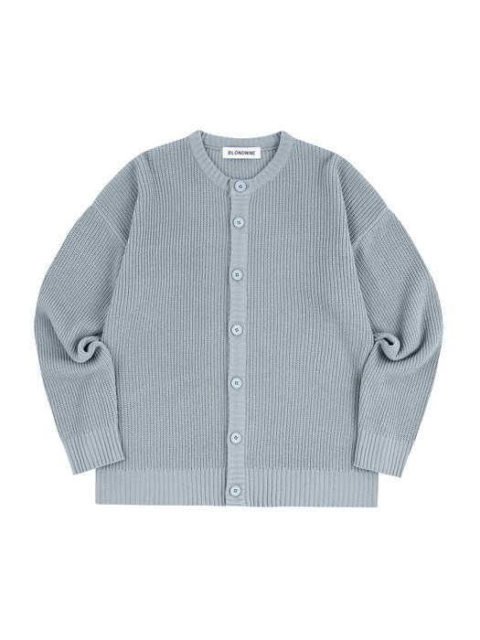 BASIC ROUND NECK KNIT CARDIGAN_BLUE GRAY