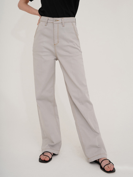 Wide leg cotton jeans - Light gray