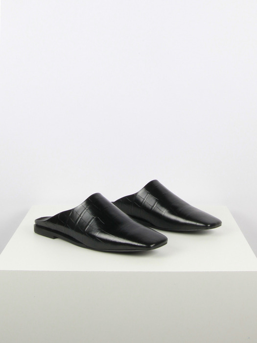 Ciel Mules Leather Black Crocco