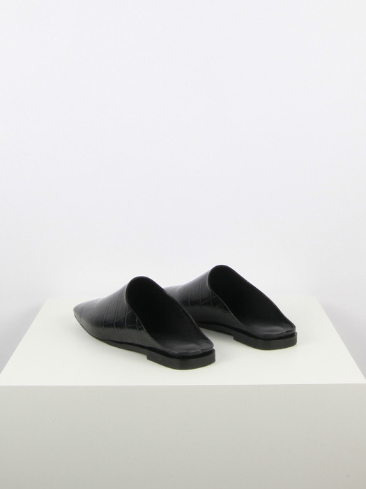 Ciel Mules Leather Black Crocco